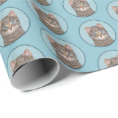 Papier Cadeau Tabby Gris Peinture Chat - Cute Original Art Chat (Coin rond)