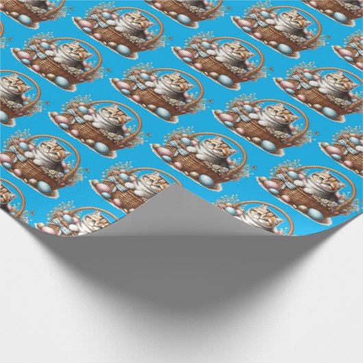 Papier Cadeau Tabby Kitten de Pâques (Coin)
