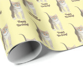 Papier Cadeau Tabby Kitten With Customizable Text Wrapping Paper (Coin rond)