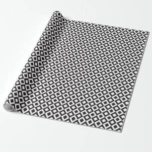 Papier Cadeau table d'échecs noir blanc diagonales