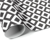Papier Cadeau table d'échecs noir blanc diagonales (Coin rond)