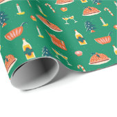 Papier Cadeau Table festive de Noël, motif vintage. (Coin rond)