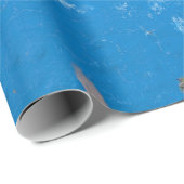 Papier Cadeau Tableau abstrait bleu et blanc (Coin rond)