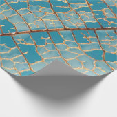 Papier Cadeau Tableau abstrait bleu et blanc (Coin)