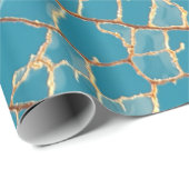 Papier Cadeau Tableau abstrait bleu et blanc (Coin rond)