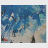 Papier Cadeau Tableau abstrait bleu et blanc (Plat)
