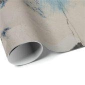 Papier Cadeau Tableau abstrait bleu et blanc (Coin rond)