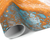 Papier Cadeau Tableau abstrait bleu et marron (Coin rond)