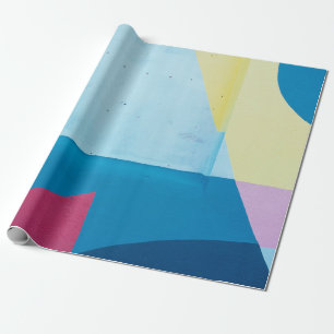 Papier Cadeau Tableau abstrait bleu, rouge, rose et jaune