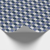 Papier Cadeau Tableau blanc gris bleu marine À damiers (Coin)