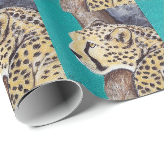Papier Cadeau Tableau Cheetah (Coin rond)