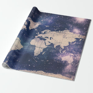 Papier Cadeau Tableau d'astronomie vintage romantique violet