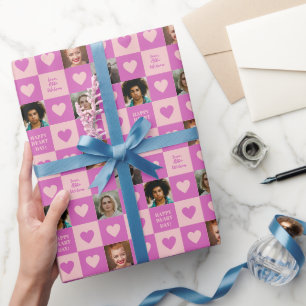 Papier Cadeau Tableau de contrôle de coeur rose pourpre Photos V