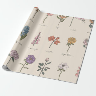 Papier Cadeau Tableau de fleurs sauvages botaniques vintage