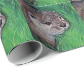 Papier Cadeau Tableau de Little River Otter (Coin rond)