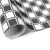 Papier Cadeau tableau d'échecs noir blanc (Coin rond)