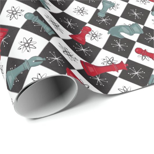 Papier Cadeau Tableau d'échecs rétro (Coin rond)