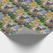 Papier Cadeau Tableau des fleurs de printemps de Bulldog (Coin)