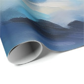 Papier Cadeau Tableau des vagues bleu clair sous le soleil (Coin rond)