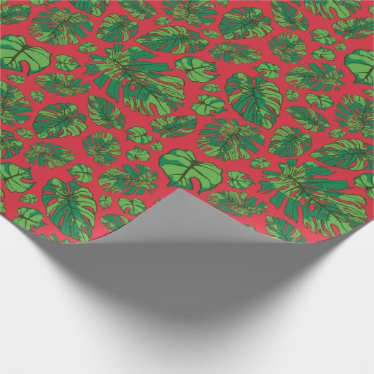 Papier Cadeau Tableau Feuille Monstera Levé À La Main (Coin)