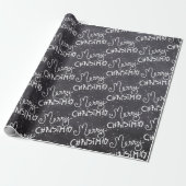 Papier Cadeau Tableau noir blanc Script Joyeux Noël (Déroulé)