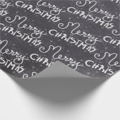 Papier Cadeau Tableau noir blanc Script Joyeux Noël (Coin)