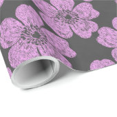 Papier Cadeau Tableau noir Roses roses sauvages (Coin rond)