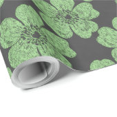 Papier Cadeau Tableau rouge Rose vert sauvage (Coin rond)