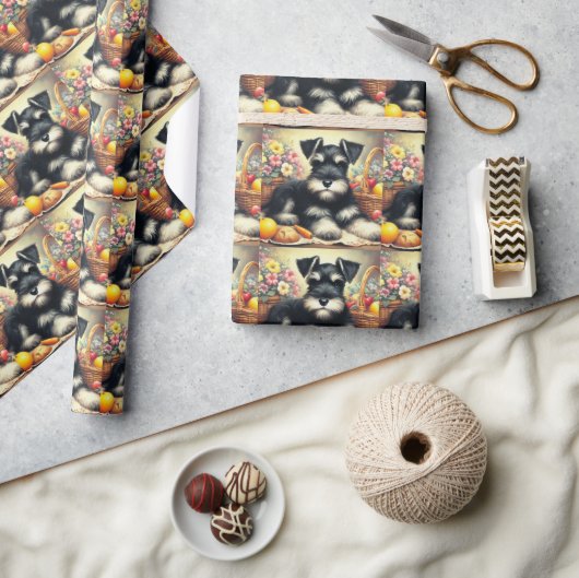 Papier Cadeau Tableau Schnauzer vintage (Artisanat)