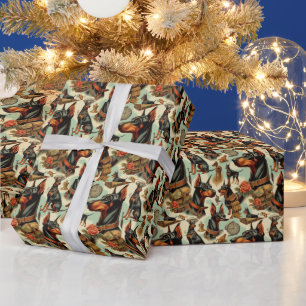 Papier Cadeau Tableau vintage Doberman sans joint