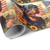 Papier Cadeau Tableau vintage Rottweiler (Coin rond)