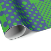 Papier Cadeau Taches à pois verts bleus Patchwork (Coin rond)