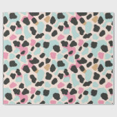 Papier Cadeau Taches de léopard pastel bleu rose (Plat)