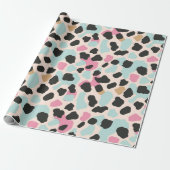 Papier Cadeau Taches de léopard pastel bleu rose (Déroulé)