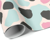 Papier Cadeau Taches de léopard pastel bleu rose (Coin rond)