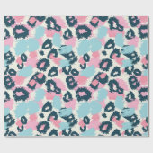 Papier Cadeau Taches de léopard pastel bleu rose (Plat)