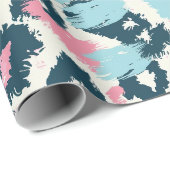 Papier Cadeau Taches de léopard pastel bleu rose (Coin rond)