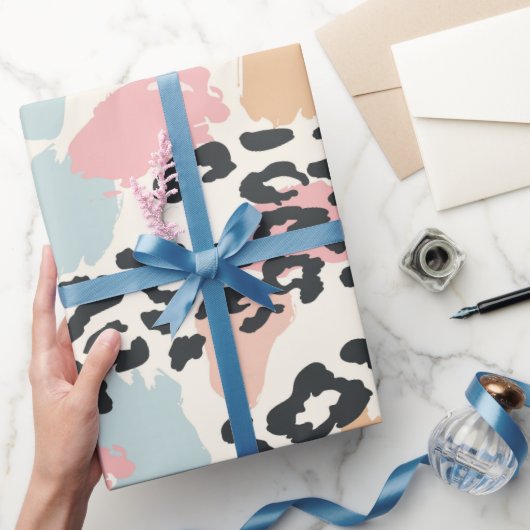 Papier Cadeau Taches de léopard pastel chic (Cadeaux)