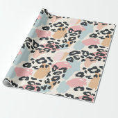 Papier Cadeau Taches de léopard pastel chic (Déroulé)