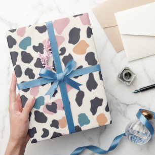 Papier Cadeau Taches de léopard pastel rose blush orange