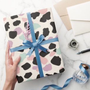 Papier Cadeau Taches de léopard pastel rose moderne