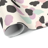 Papier Cadeau Taches de léopard pastel rose moderne (Coin rond)