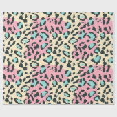 Papier Cadeau Taches de léopard pastel rose rétro (Plat)
