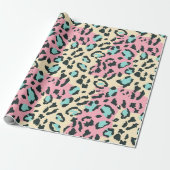 Papier Cadeau Taches de léopard pastel rose rétro (Déroulé)