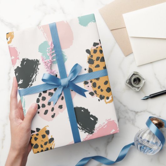 Papier Cadeau Taches de léopard pastel sucré (Cadeaux)