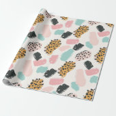 Papier Cadeau Taches de léopard pastel sucré (Déroulé)