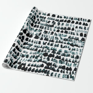 Papier Cadeau Taches de peinture noire avec taches, taches et gr