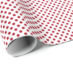 Papier Cadeau Taches rouges à pois sur fond blanc