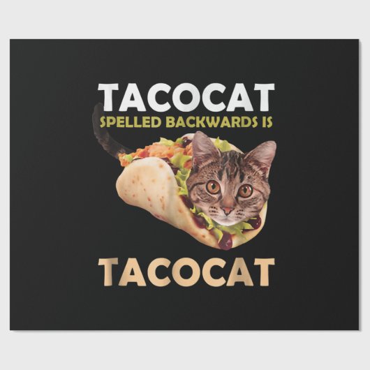 Papier Cadeau Tacocat mignon Taco Chat épelé vers l'arrière (Plat)