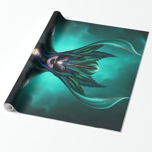 Papier Cadeau Taïdoushan Sai Shadow Blue Emerald Light Wrapper (Déroulé)